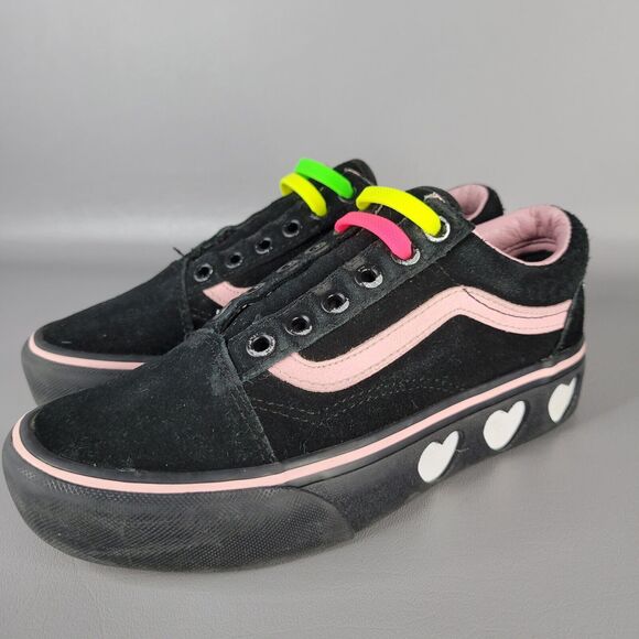 Vans Lazy Oaf Old Skool Platform Black Suede Heart Cutouts Bad For You Size 5 - Picture 1 of 16